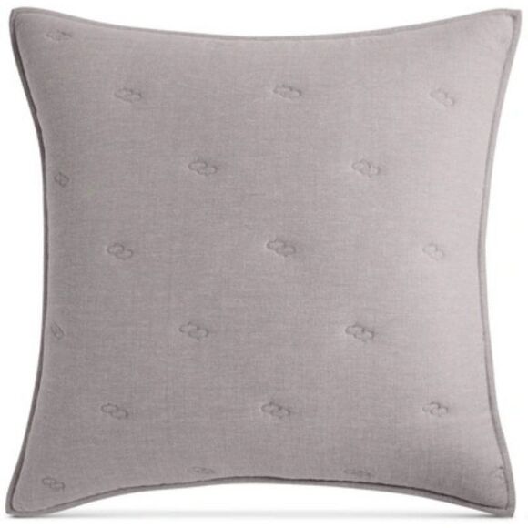 Hotel Collection Remnant Embroidered Geo Cement Grey European Sham - Picture 1 of 3